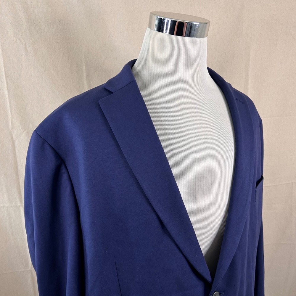 Chaps 52R Sport Coat Blue Two Button Double Vented Polyester Blend